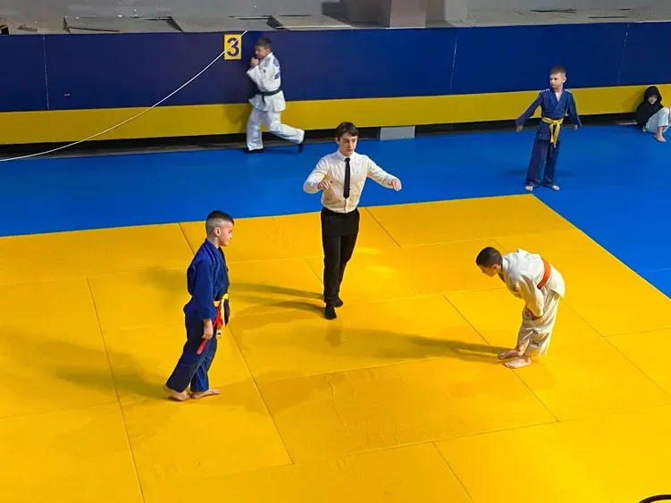 Дзюдоїсти вітають один одного після бою дзюдо