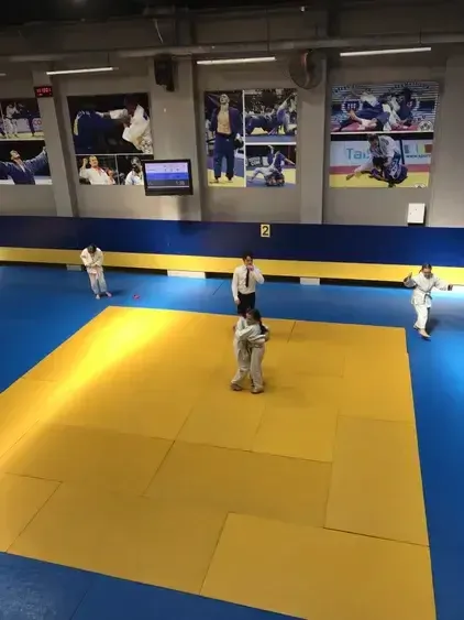 Спортсмени демонструють техніку дзюдо в поєдинку